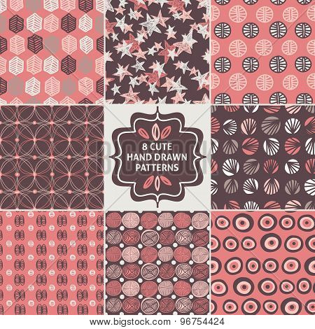 Vector seamless simple pattern set.