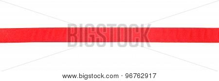 Wide Red Satin Ribbon Isolated On White