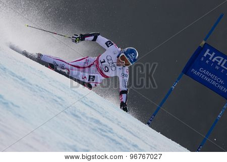 GARMISCH PARTENKIRCHEN, GERMANY. Feb 17 2011: SCHILD Marlies (AUT) competing in the women's giant slalom  race  at the 2011 Alpine skiing World Championships