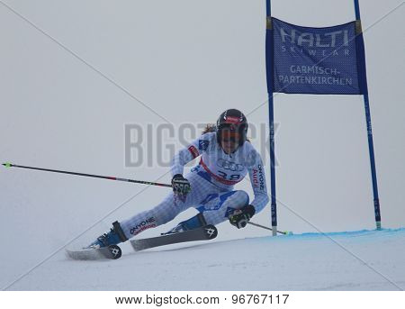 GARMISCH PARTENKIRCHEN, GERMANY. Feb 17 2011: BUEHLER Rebecca (LIE) competing in the women's giant slalom  race  at the 2011 Alpine skiing World Championships