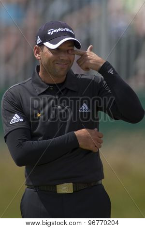 ST ANDREWS, SCOTLAND. July 18 2010: Sergio GARCIA from Spain in action during the final round of The Open Championship   played on The Royal and Ancient Old Course