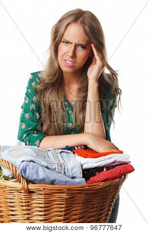 Tired upset Woman Doing The Chores