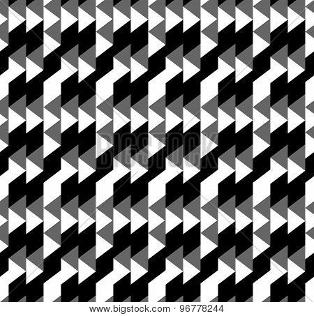 Black And White Geometric Seamless Pattern With Triangle And Trapezoid, Abstract Background.