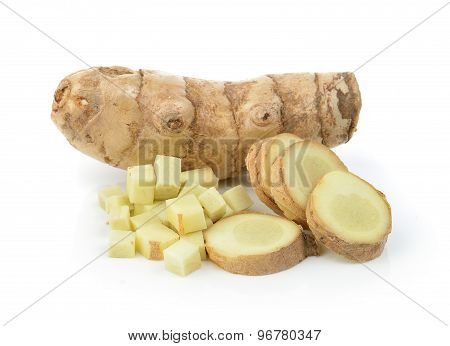 Fresh Turmeric On White Background