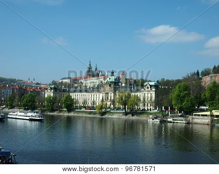 View Prazsky Hrad From The Vltava River