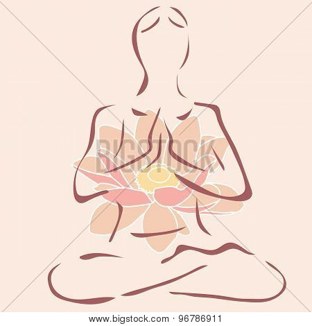 isolated vector figure of a woman in a lotus