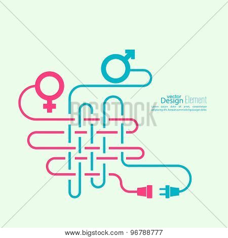 Abstract background with male and female symbols