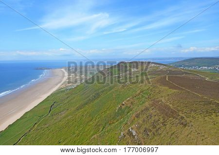 Rhossili beach on the Gower peninsular, Wales