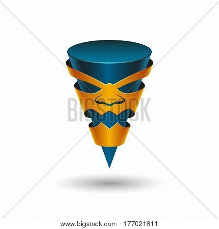 Aggressive character in the mask, logo template. Angry taper 3D pointer