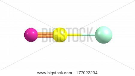 Cyanogen chloride is an organic compound with the formula NCCl. This linear triatomic pseudohalogen is an easily condensed colorless gas. 3d illustration