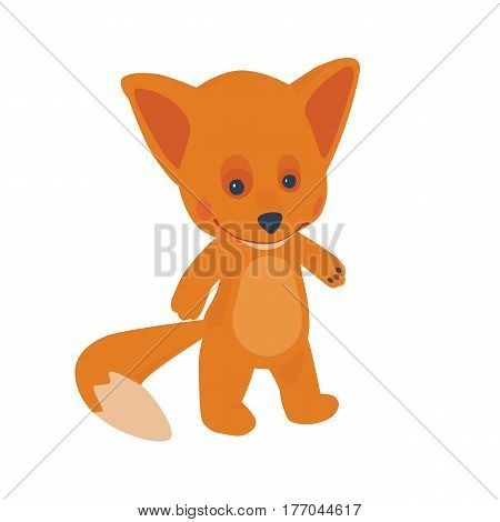Cute fox on white background. Wild animal. Flat design.Vector Illustration.