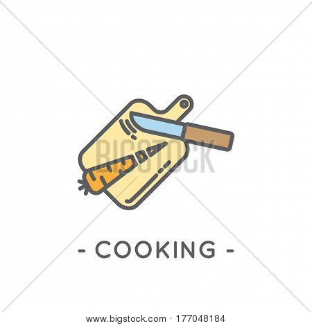 Line Color Cooking Icon On White Background