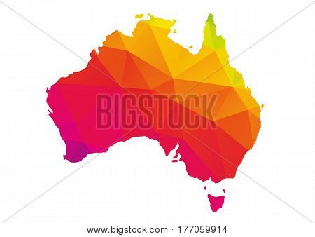 Colorful polygonal map of Australie geometry cartographic illustration isolated on white