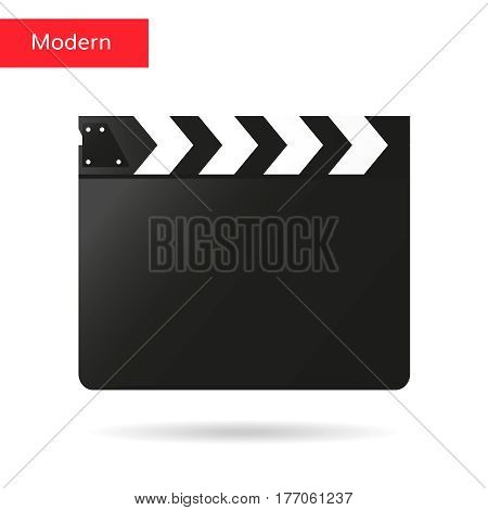 Black open clapperboard. Realistic vector illustration. Movie clapper board.