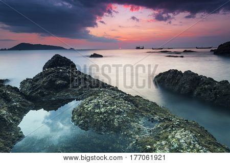 Beautiful seascape sunset kalim patong beach phuket thailand