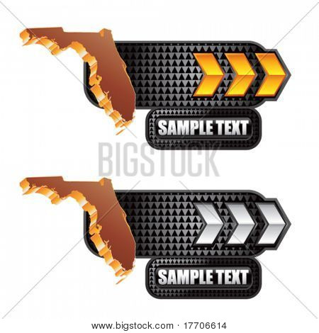 Florida statusshape op goud en zilver pijl naamplaatje banners