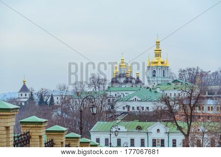 people walk in pecherska lavra in kiev ukraine