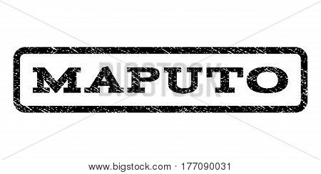 Maputo watermark stamp. Text caption inside rounded rectangle with grunge design style. Rubber seal stamp with scratched texture. Vector black ink imprint on a white background.