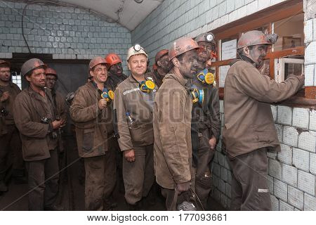 Makeevka Ukraine - June 11 2013: Miners of the mine 
