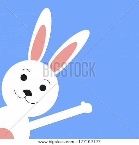 Funny easter rabbit On blue background vector illustration