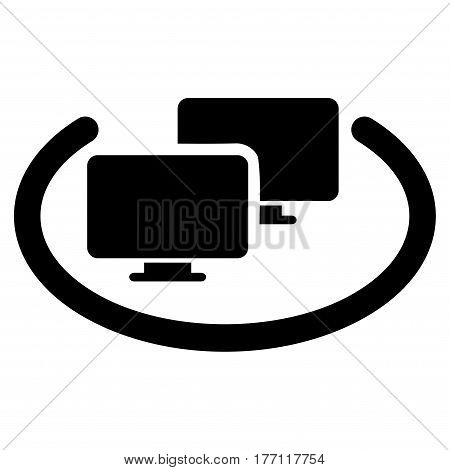 Intranet Computers vector icon. Flat black symbol. Pictogram is isolated on a white background. Designed for web and software interfaces.