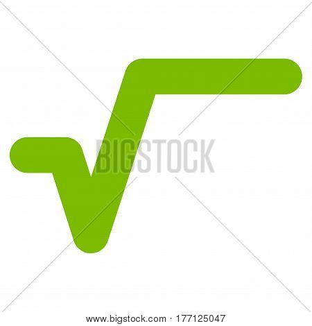 Sqrt vector icon. Flat eco green symbol. Pictogram is isolated on a white background. Designed for web and software interfaces.
