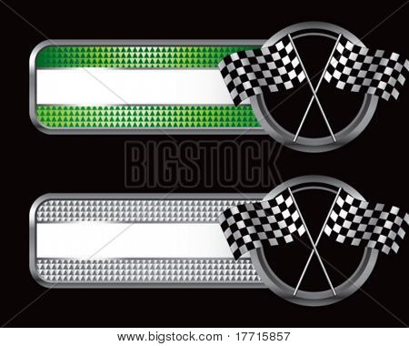 überquerte checkered Markierungsfahne grün und Silber feingeriffelt tabs