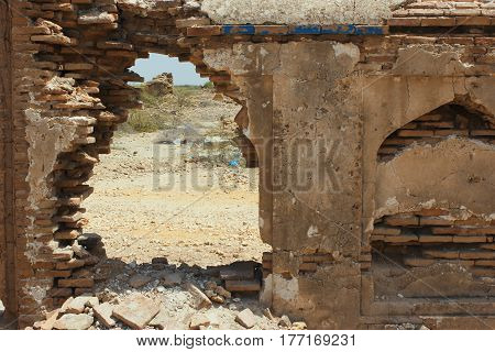Demolished ancient building in makkli graveyard thattasindh Pakistan