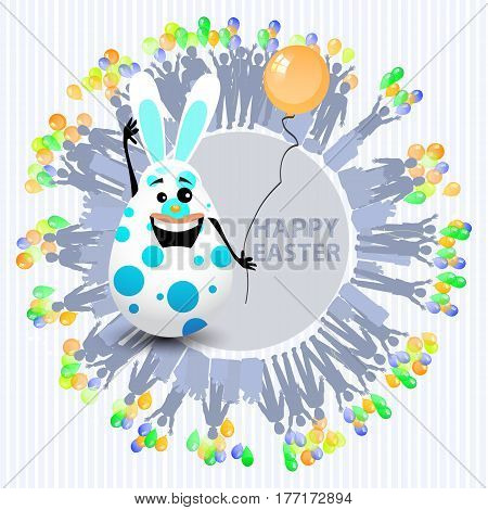 Easter Is A Happy Egg With A Balloon