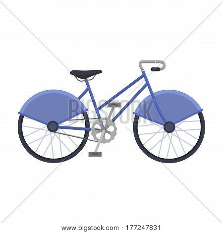 Walking bicycle with large shields and curves driving. Economical transport.Different Bicycle single icon in cartoon style vector symbol stock web illustration.