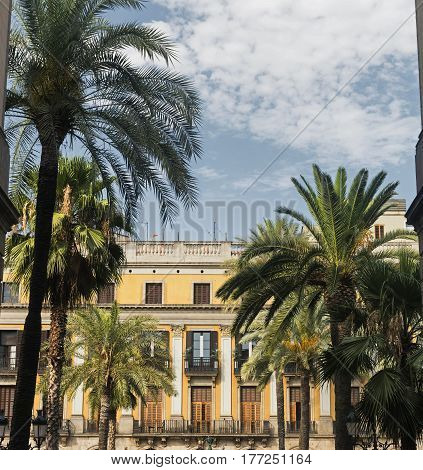 Barcelona (Catalunya Spain): Plaza Real (Placa Reial Royal Square) near the ramblas