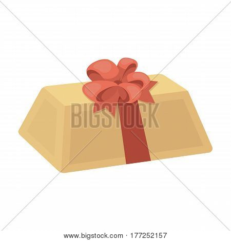 A flesh-colored gift with a red bow. Sweet present.Gifts and Certificates single icon in cartoon style vector symbol stock web illustration.