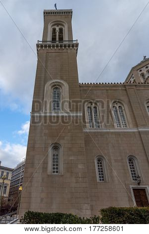 Amazing view of Metropolitan Cathedral in Athens, Attica, Greece