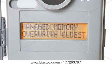 Menu item on a security camera that manages memory on the card
