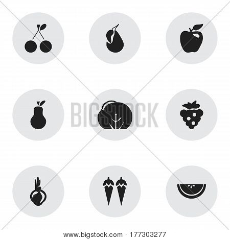 Set Of 9 Editable Berry Icons. Includes Symbols Such As Chili, Morello Cherry, Sativum And More. Can Be Used For Web, Mobile, UI And Infographic Design.
