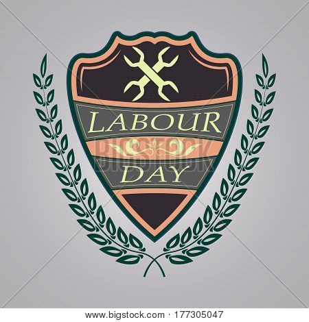 The vector shield for labour day.Flat design