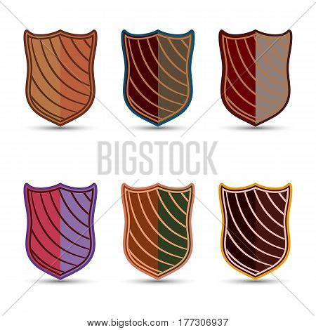The vector set of flat colored shields