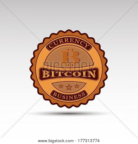 The vector badge with bitcoin symbol for you business.