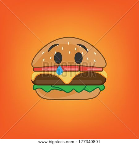 Smile Burger. Emotion. Cartoon Food. Vector illustration