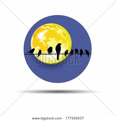 wire vector illustration silhouette design background nature bird flock group