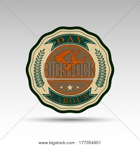 The vector badge for labour day.Flat design