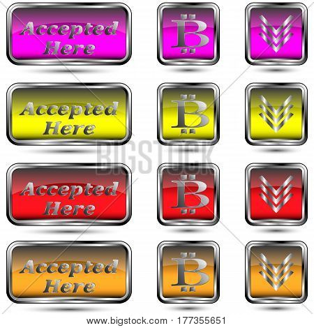 The vector set of buttons with bit-coin symbol.Accepted here