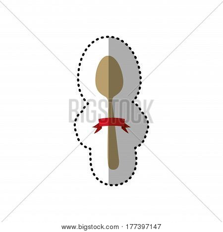 spoon cutlery with riboon icon, vector illustration design