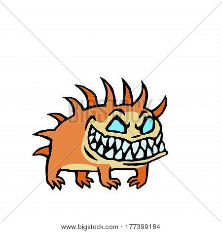 small infernal orange dog. cute monster. vector illustration