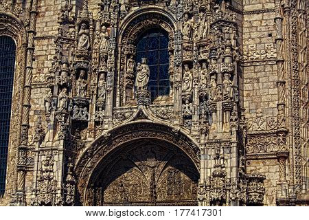 Lisbon - detail Jeronimos Monastery . UNESCO World Heritage Site