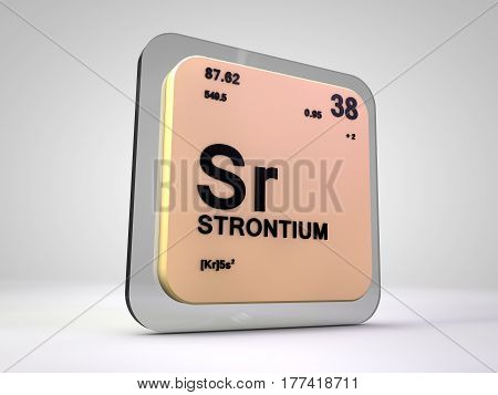 Strontium - Sr - chemical element periodic table 3d render