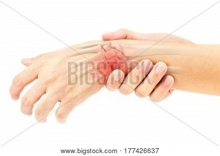 wrist bones injury white background wrist pain