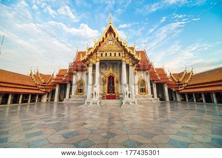 The Marble Buddha Temple Wat Benchamabopit Dusitvanaram Sunset