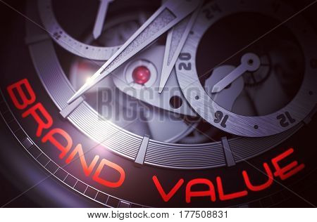 Brand Value on the Face of Luxury Pocket Watch Machinery Macro Detail Monochrome. Brand Value on the Face of Luxury Pocket Watch, Chronograph Close View. Time Concept with Lens Flare. 3D Rendering.