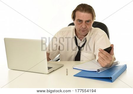 Sad And Stressed Businessman On His 40s With Loose Tie Messy Look Gesturing Desperate Overworked Sad And Stressed Businessman On His 40s With Loose Tie Messy Look Gesturing Desperate Overworked